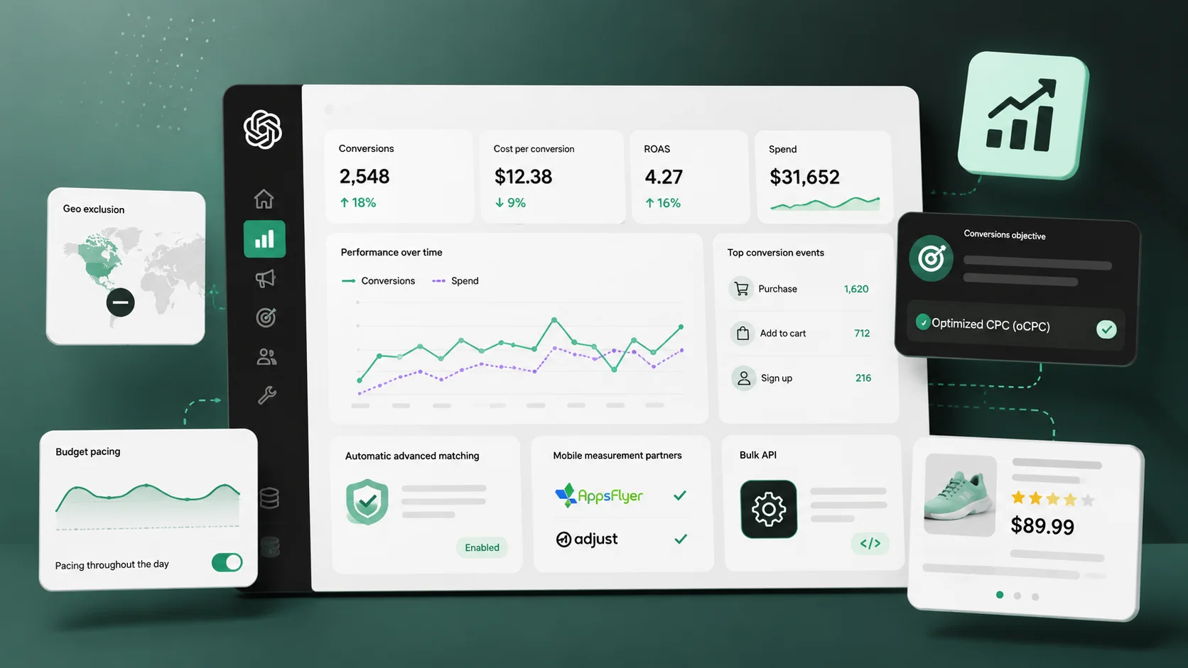 ChatGPT Ads интерфейс - рекламная платформа OpenAI
