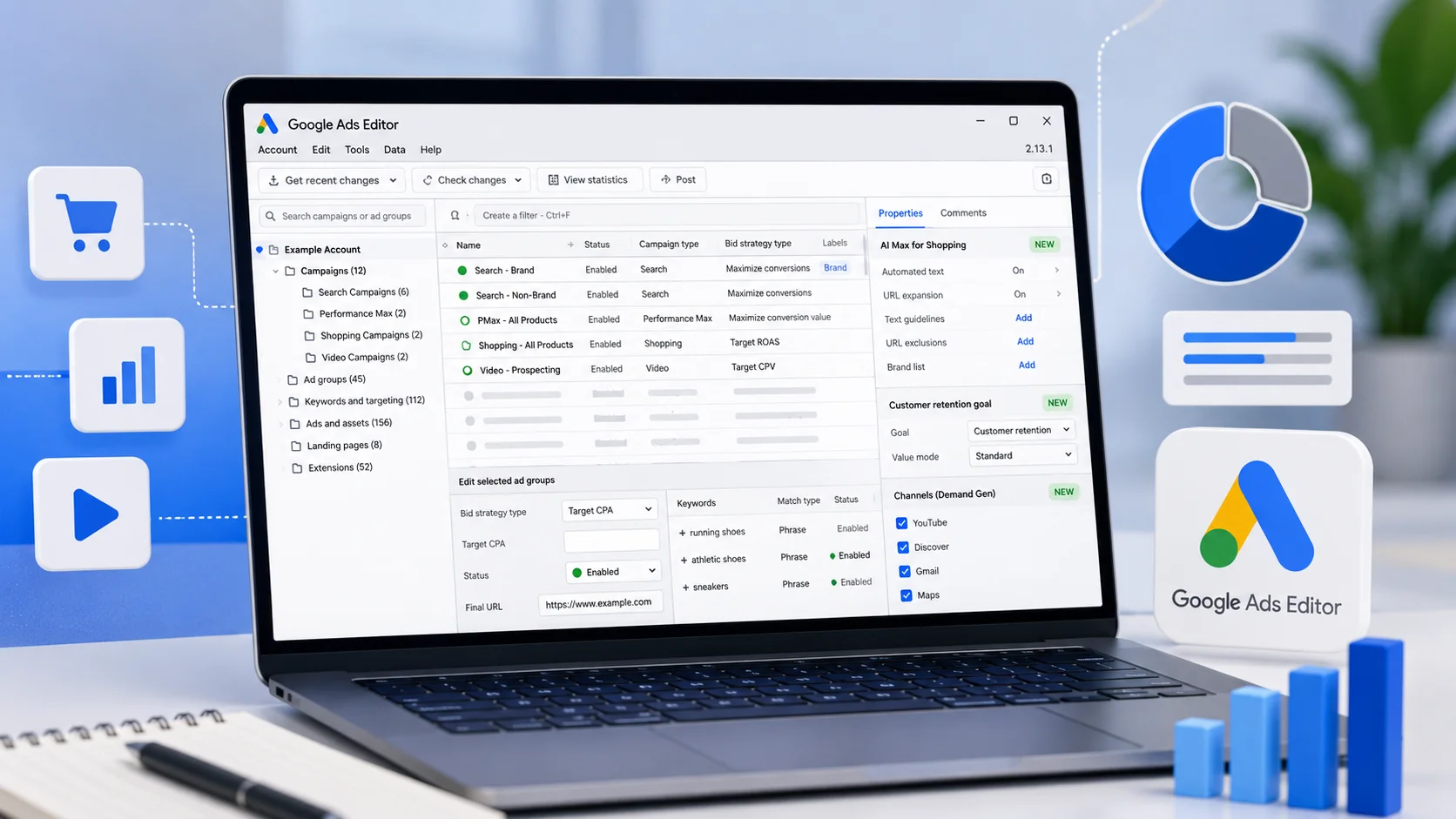 Google Ads Editor 2.13 - автоматизация контекстной рекламы с AI Max
