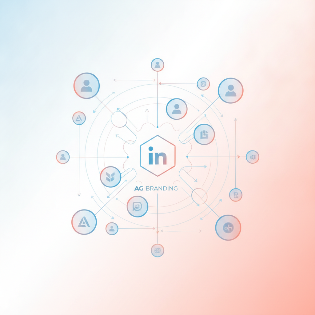 Концептуальная визуализация LinkedIn-маркетинга и B2B-нетворкинга с AI-инструментами